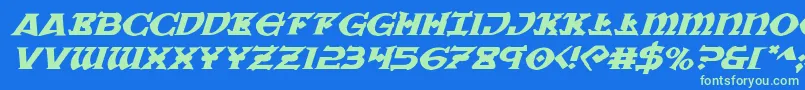 Warpriestexpandital Font – Green Fonts on Blue Background