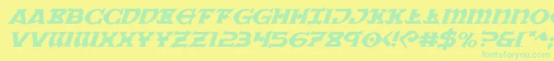 Warpriestexpandital Font – Green Fonts on Yellow Background
