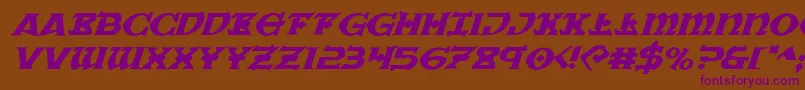 Warpriestexpandital Font – Purple Fonts on Brown Background