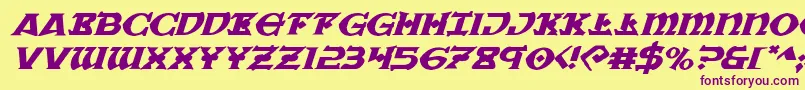 Warpriestexpandital Font – Purple Fonts on Yellow Background