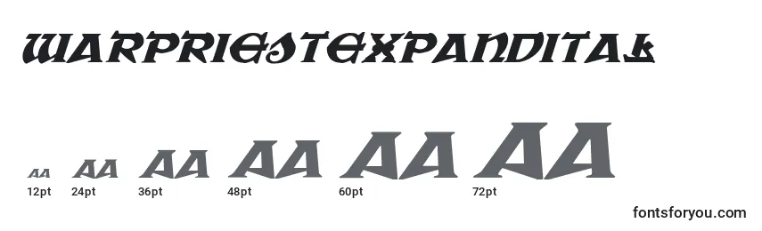Размеры шрифта Warpriestexpandital