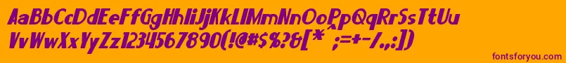 Fonte LorreItalic – fontes roxas em um fundo laranja