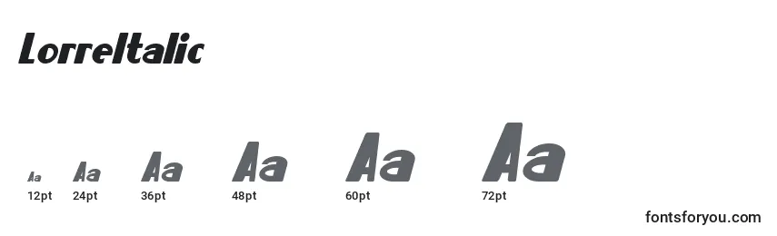 LorreItalic Font Sizes