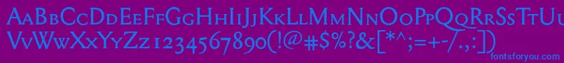 フォントMediaevalsc+Osf – 紫色の背景に青い文字