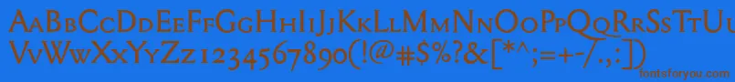 Mediaevalsc+Osf Font – Brown Fonts on Blue Background