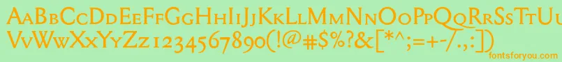 Mediaevalsc+Osf Font – Orange Fonts on Green Background