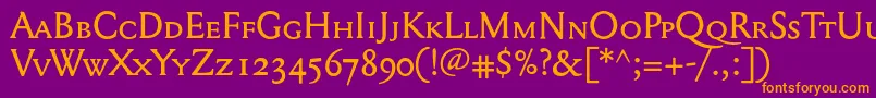 Mediaevalsc+Osf Font – Orange Fonts on Purple Background