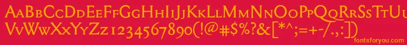 Mediaevalsc+Osf Font – Orange Fonts on Red Background