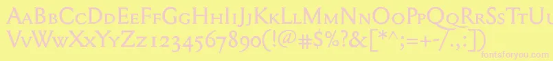Mediaevalsc+Osf Font – Pink Fonts on Yellow Background