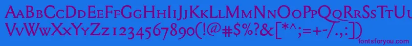 Mediaevalsc+Osf Font – Purple Fonts on Blue Background