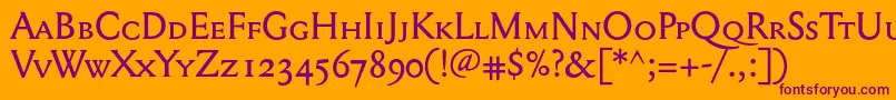 Mediaevalsc+Osf Font – Purple Fonts on Orange Background