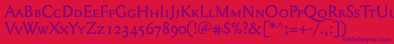 Mediaevalsc+Osf Font – Purple Fonts on Red Background