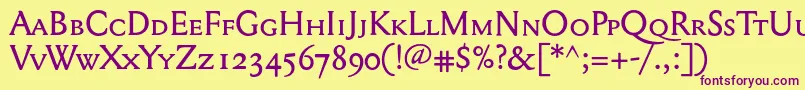 Mediaevalsc+Osf Font – Purple Fonts on Yellow Background
