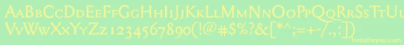 Mediaevalsc+Osf Font – Yellow Fonts on Green Background