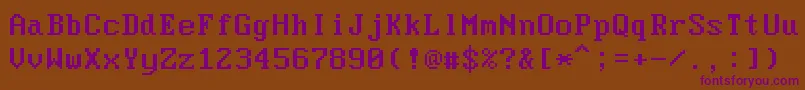 Czcionka ModerDos437Win – fioletowe czcionki na brązowym tle