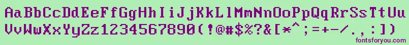 ModerDos437Win-fontti – violetit fontit vihreällä taustalla