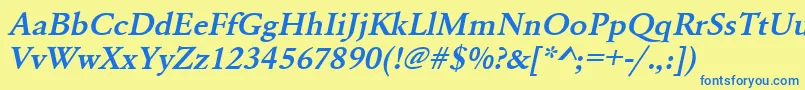 UrwgaramondtdemwidOblique Font – Blue Fonts on Yellow Background