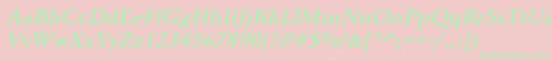 UrwgaramondtdemwidOblique Font – Green Fonts on Pink Background