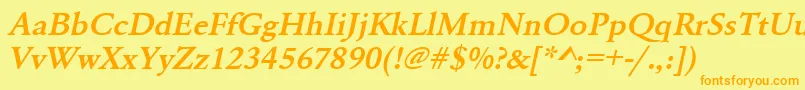 UrwgaramondtdemwidOblique Font – Orange Fonts on Yellow Background