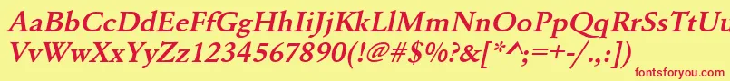 UrwgaramondtdemwidOblique Font – Red Fonts on Yellow Background