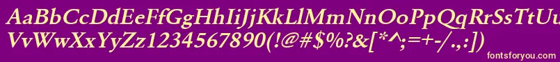 UrwgaramondtdemwidOblique Font – Yellow Fonts on Purple Background