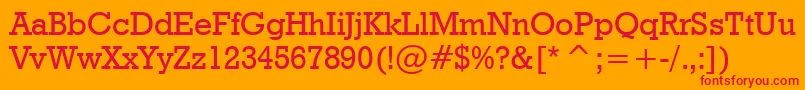 Czcionka GeometricSlabserif712MediumBt – czerwone czcionki na pomarańczowym tle