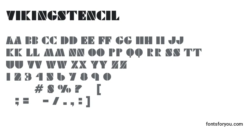 Шрифт Vikingstencil – алфавит, цифры, специальные символы