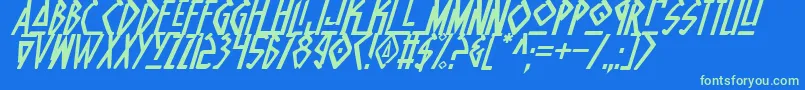 NativeAlienItalic Font – Green Fonts on Blue Background
