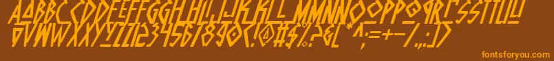 NativeAlienItalic Font – Orange Fonts on Brown Background