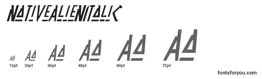 Размеры шрифта NativeAlienItalic