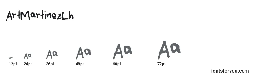 Размеры шрифта ArtMartinezLh