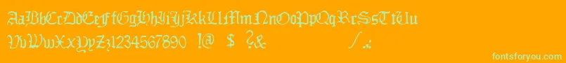 Ddlybrkfst-Schriftart – Grüne Schriften auf orangefarbenem Hintergrund