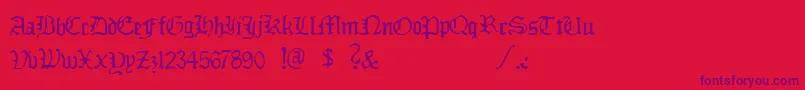 Ddlybrkfst-Schriftart – Violette Schriften auf rotem Hintergrund