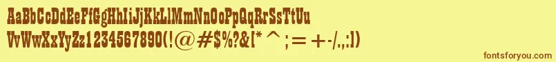 PlaybillBt-Schriftart – Braune Schriften auf gelbem Hintergrund