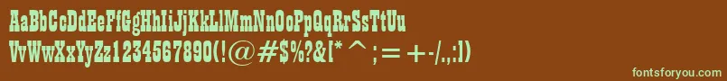 PlaybillBt-fontti – vihreät fontit ruskealla taustalla