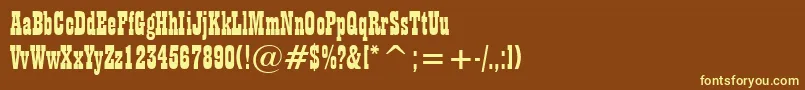 PlaybillBt-Schriftart – Gelbe Schriften auf braunem Hintergrund
