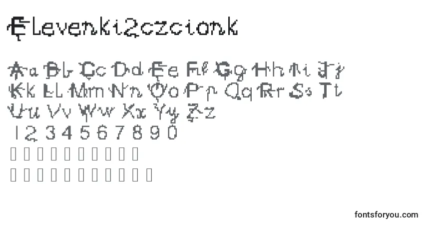 A fonte Elevenki2czcionk – alfabeto, números, caracteres especiais
