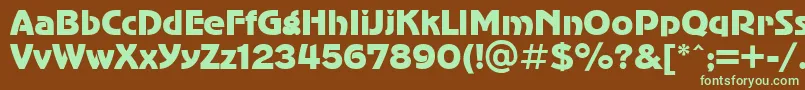 フォントUkrainianadvergothic – 緑色の文字が茶色の背景にあります。
