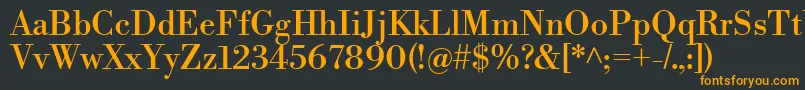 フォントLibrebodoniRegular – 黒い背景にオレンジの文字