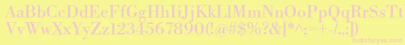 LibrebodoniRegular-fontti – vaaleanpunaiset fontit keltaisella taustalla