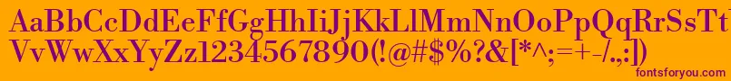 LibrebodoniRegular-fontti – violetit fontit oranssilla taustalla