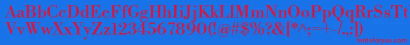 LibrebodoniRegular-Schriftart – Rote Schriften auf blauem Hintergrund