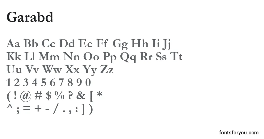 Шрифт Garabd – алфавит, цифры, специальные символы