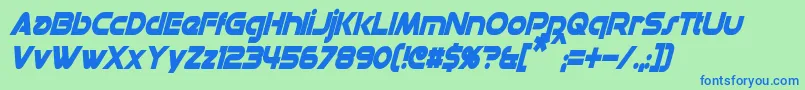 DatacronCondensedBoldItalic Font – Blue Fonts on Green Background