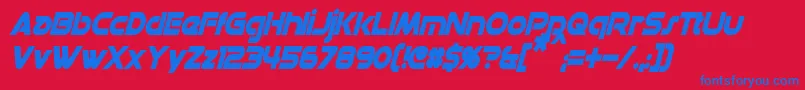 フォントDatacronCondensedBoldItalic – 赤い背景に青い文字