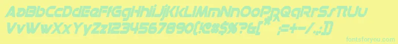 DatacronCondensedBoldItalic Font – Green Fonts on Yellow Background