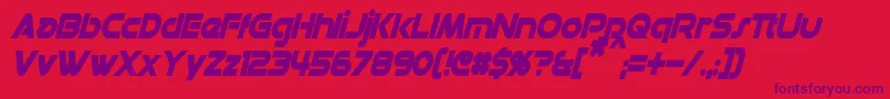 フォントDatacronCondensedBoldItalic – 赤い背景に紫のフォント