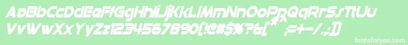 Fonte DatacronCondensedBoldItalic – fontes brancas em um fundo verde