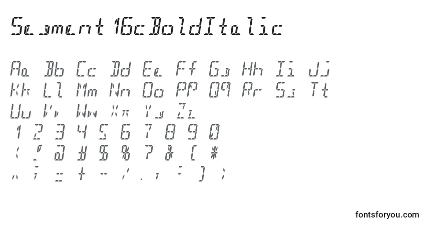 Czcionka Segment16cBoldItalic – alfabet, cyfry, specjalne znaki