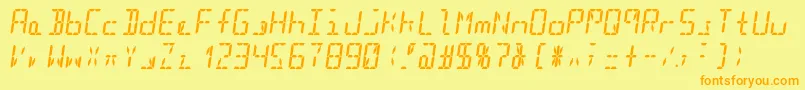 Segment16cBoldItalic Font – Orange Fonts on Yellow Background